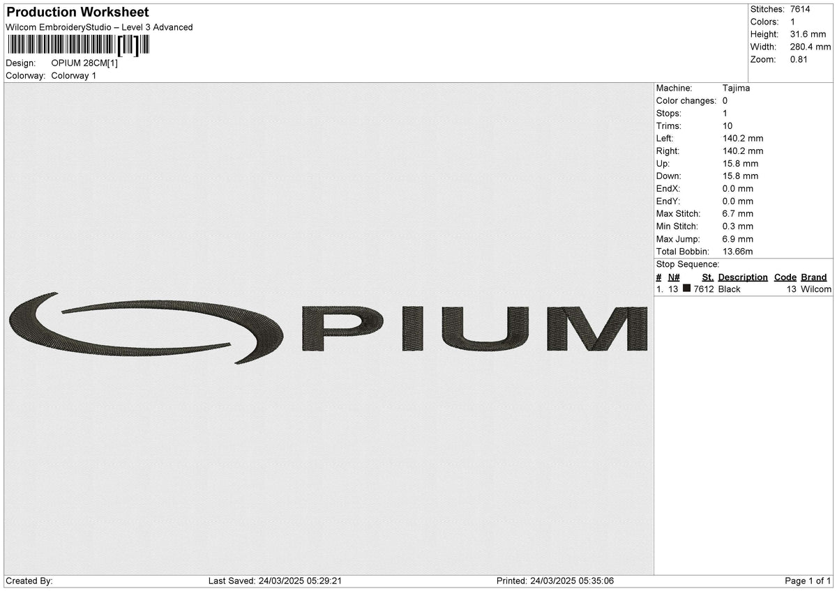 Opium Embroidery File 6 size