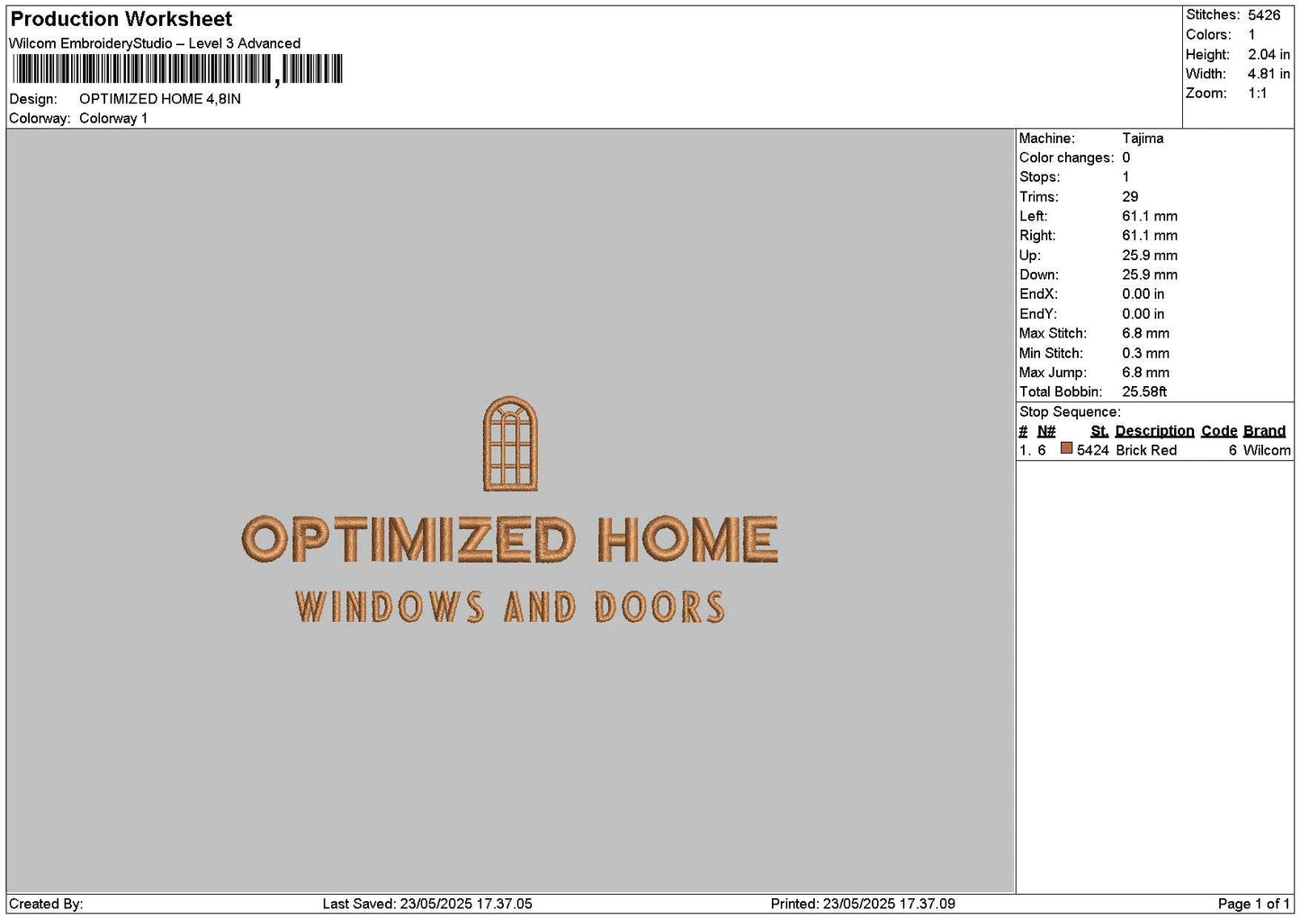 Optimizedtext Embroidery File 6 sizes
