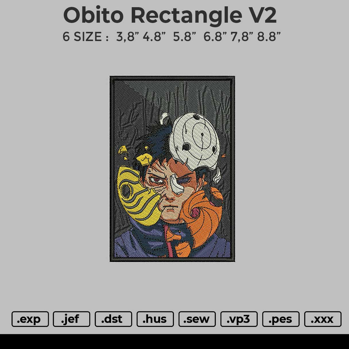 Obito Rectangle V2 Embroidery File 4 size