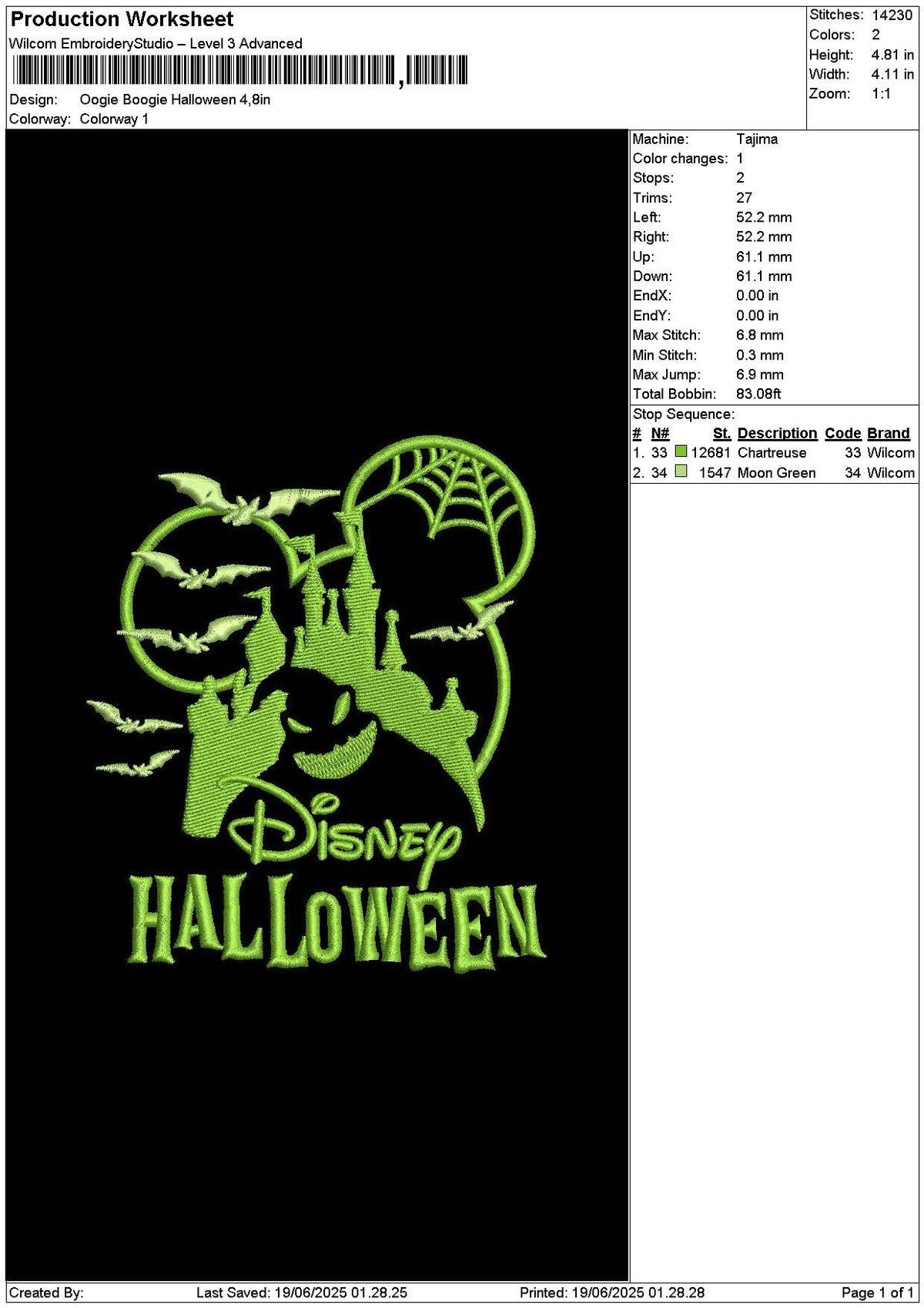 Oogietext 1906 Embroidery File 6 sizes