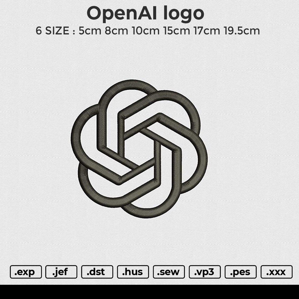OpenAI logo Embroidery File 6 size