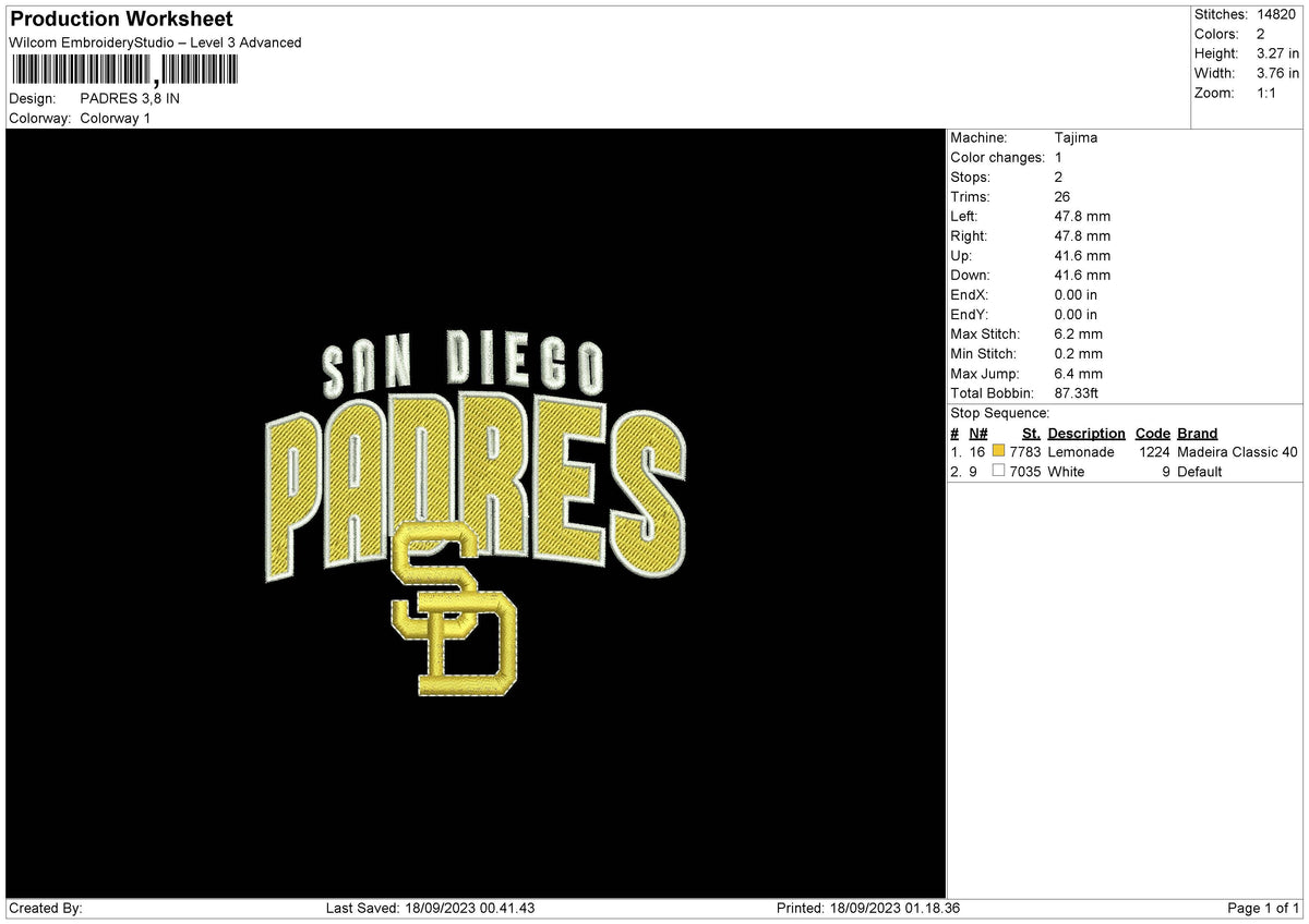 Padres Embroidery File 6 sizes