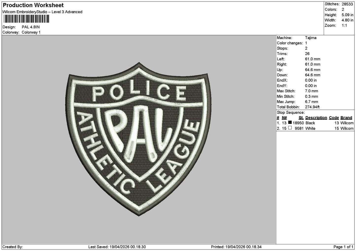 Paltext Embroidery File 6 sizes