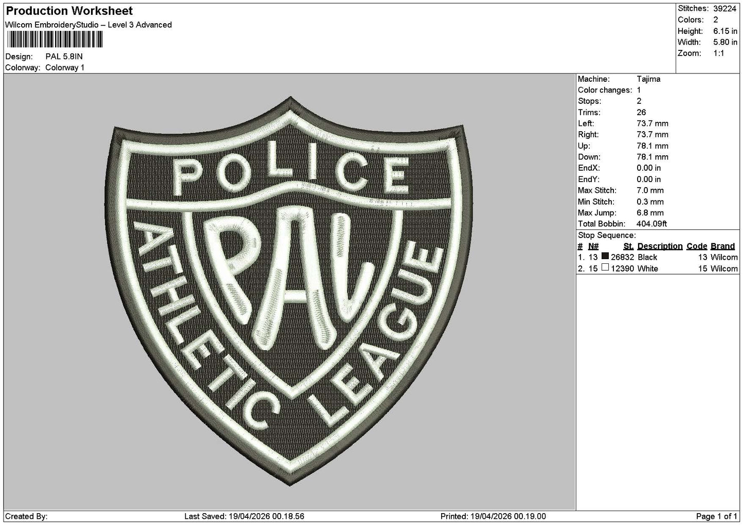 Paltext Embroidery File 6 sizes