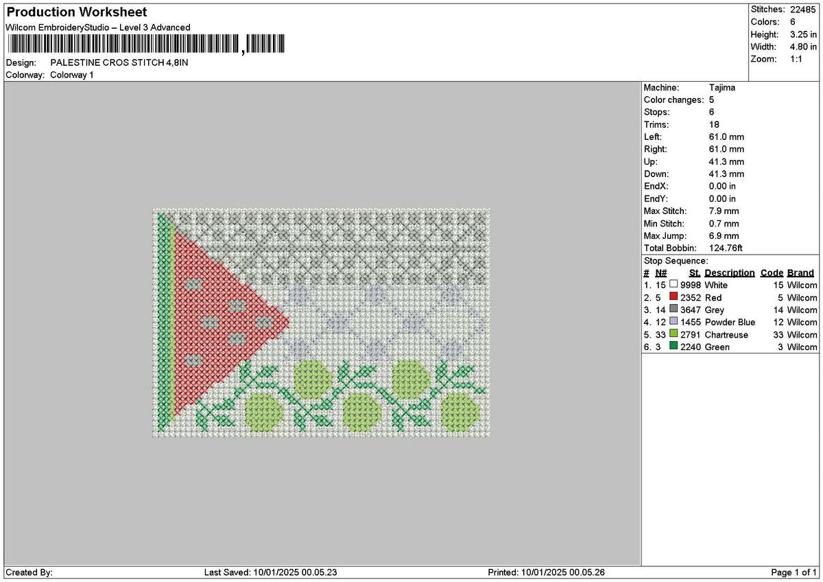 Palestine0901 Embroidery File 6 sizes