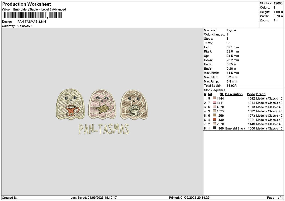 Pattern Ghosts Embroidery File 6 sizes