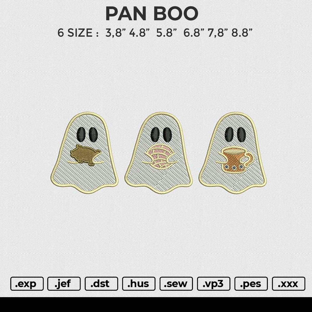 PAN BOO Embroidery File 6 size