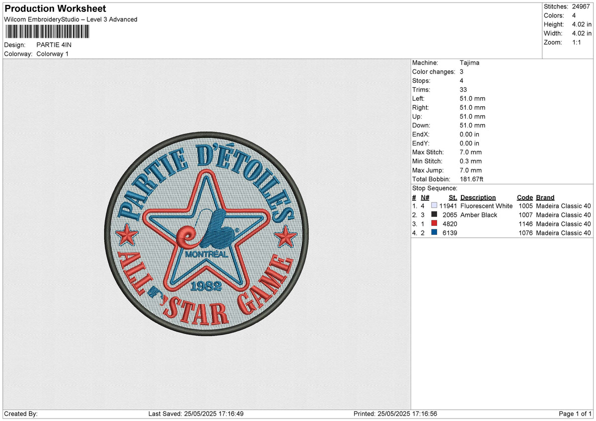 PARTIE Embroidery File 6 size