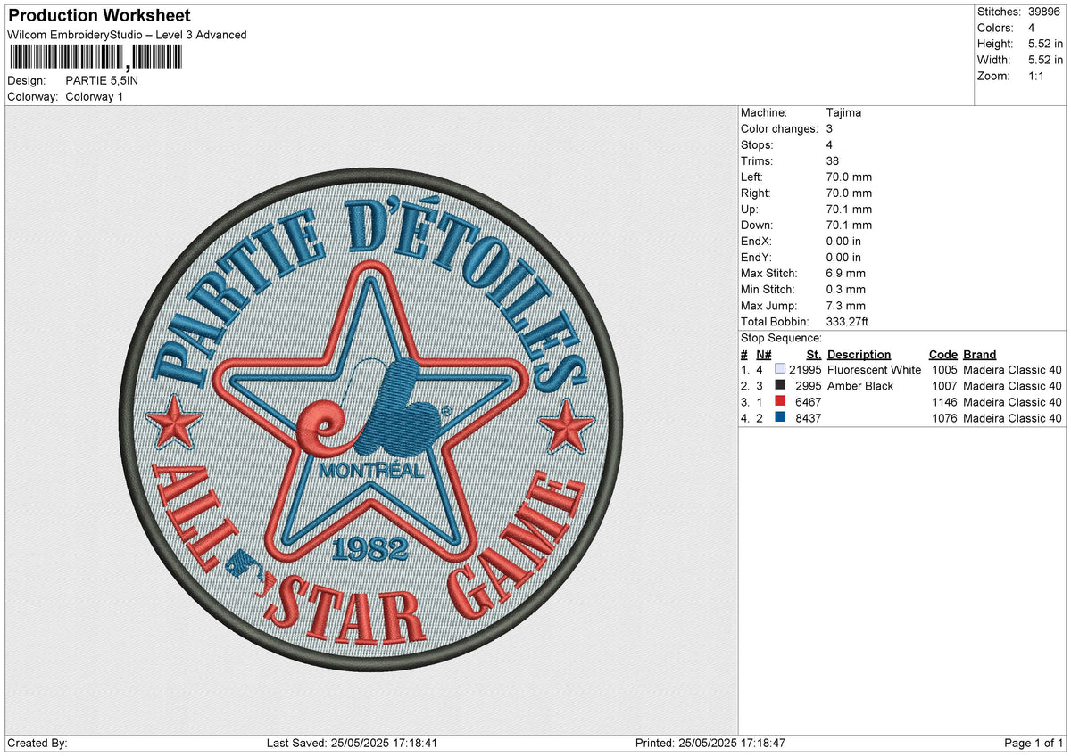 PARTIE Embroidery File 6 size