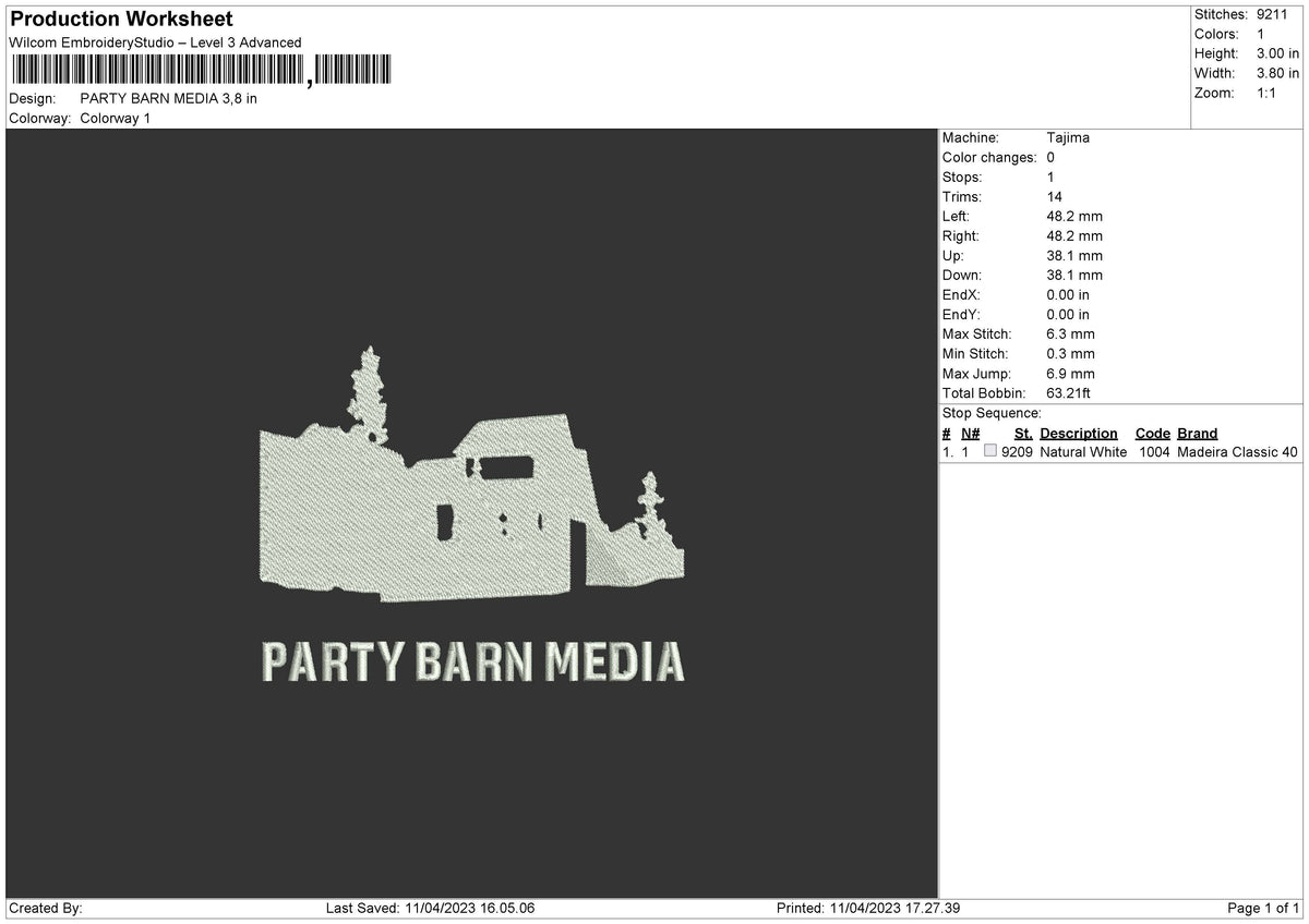 Party Barn Embroidery