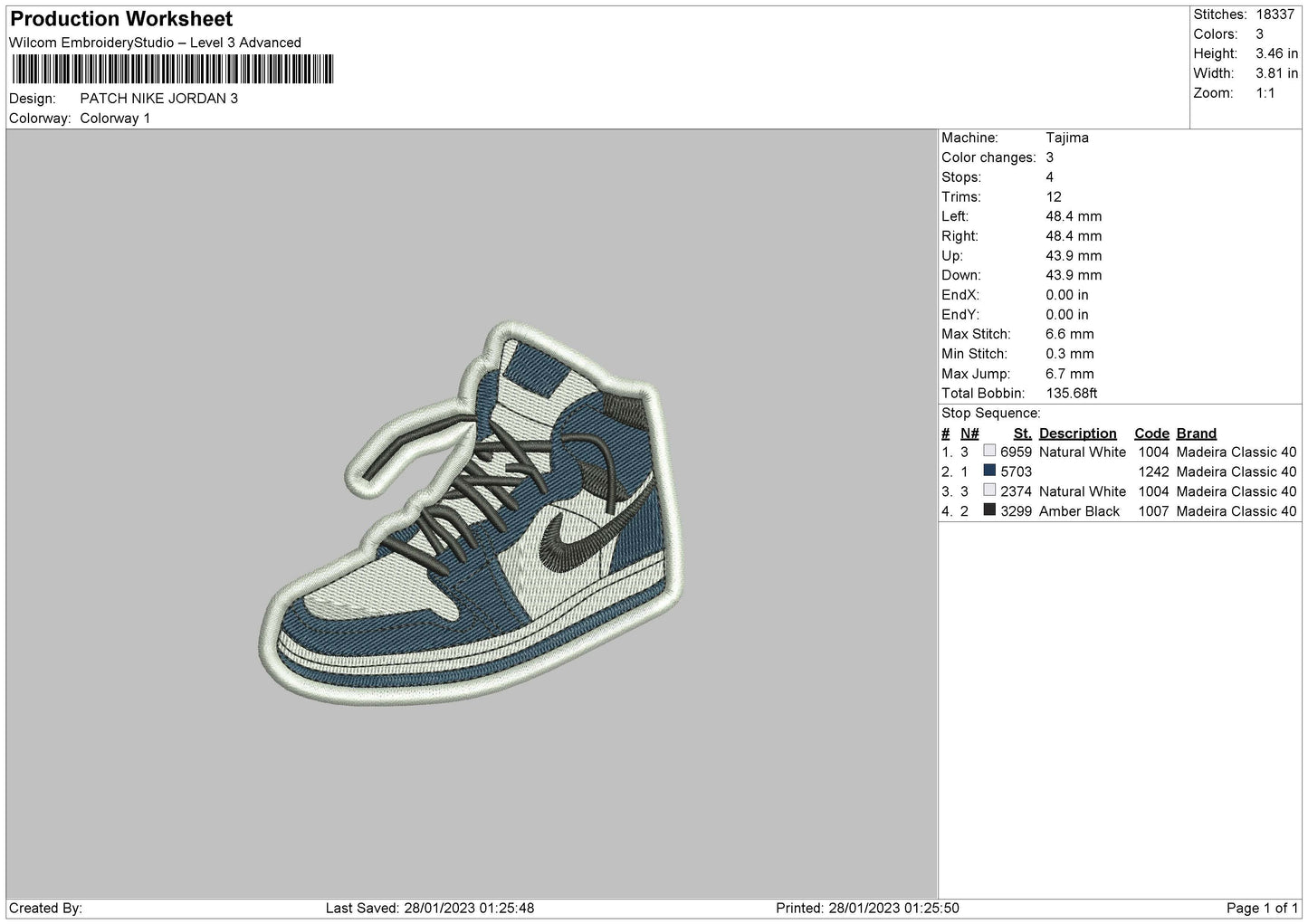 Patch Shoes J Embroidery File 6 sizes