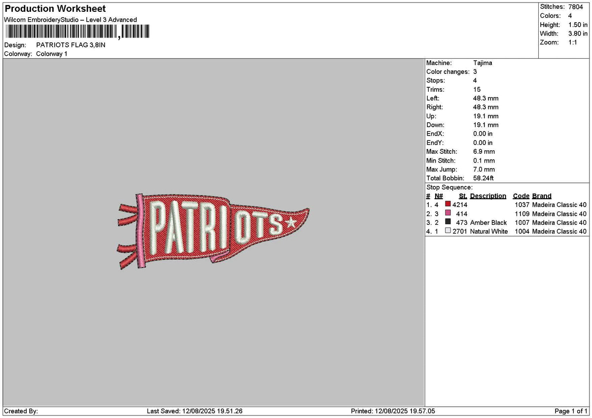 Patriotstext Embroidery File 6 sizes