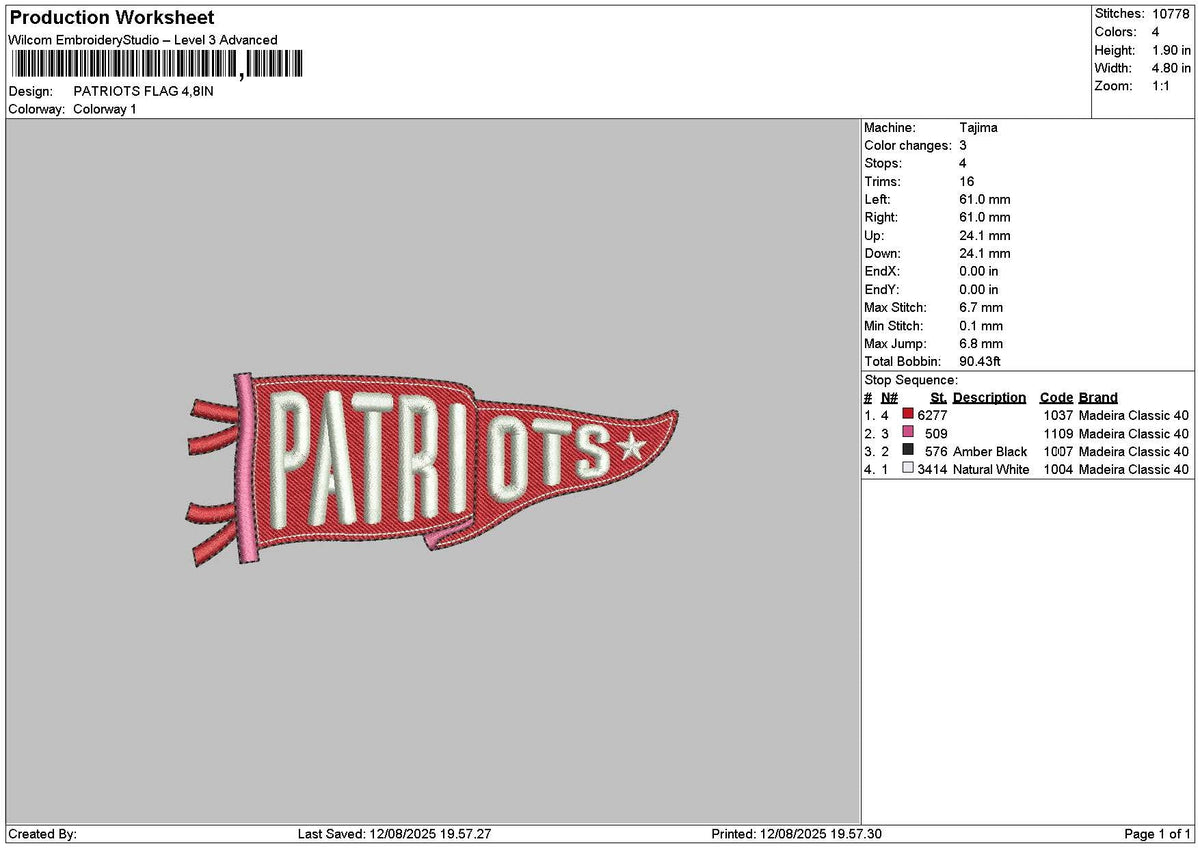 Patriotstext Embroidery File 6 sizes