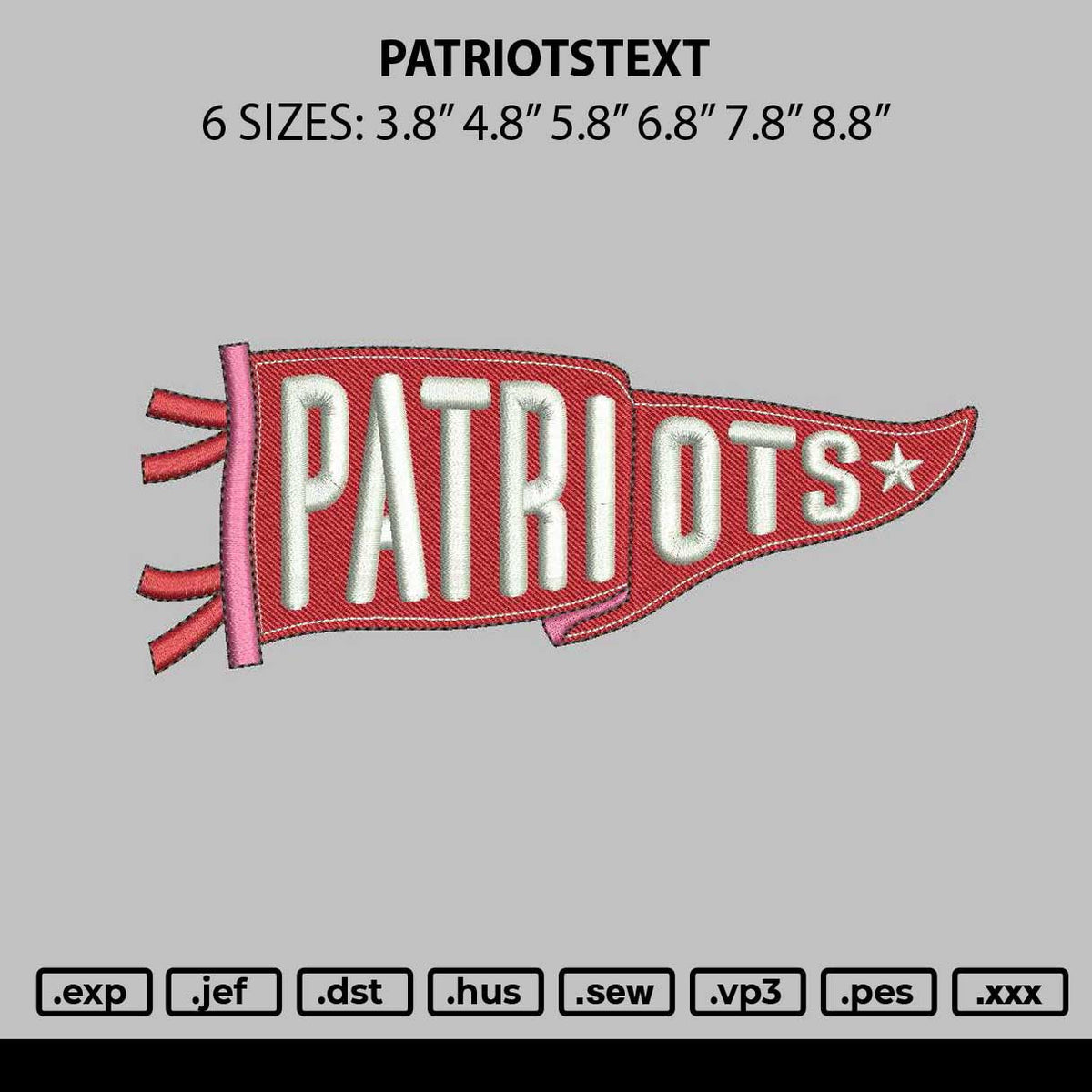 Patriotstext Embroidery File 6 sizes