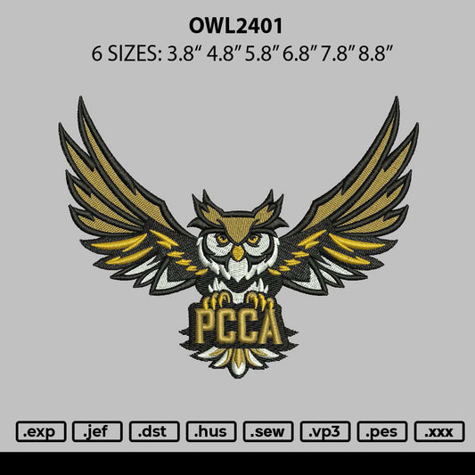 Owl2401 Embroidery File 6 sizes