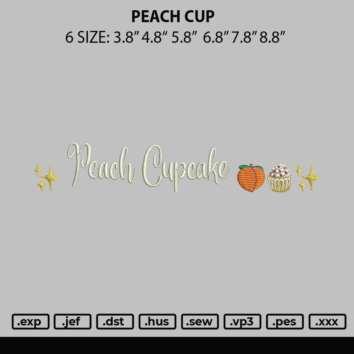 Peach Cup Embroidery File 6 sizes