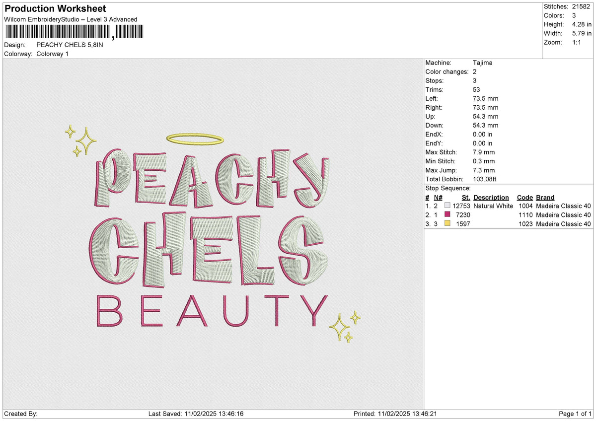 PEACHY CHELS Embroidery File 6 size