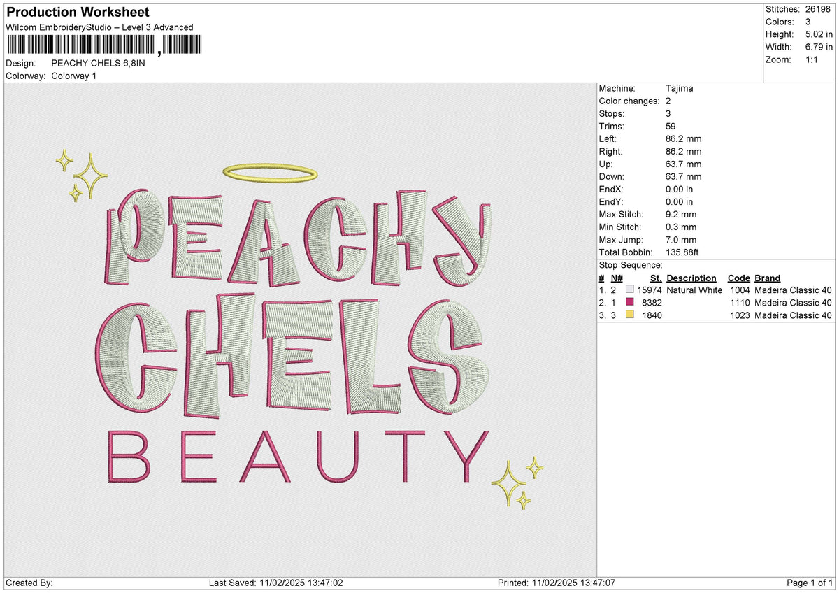 PEACHY CHELS Embroidery File 6 size