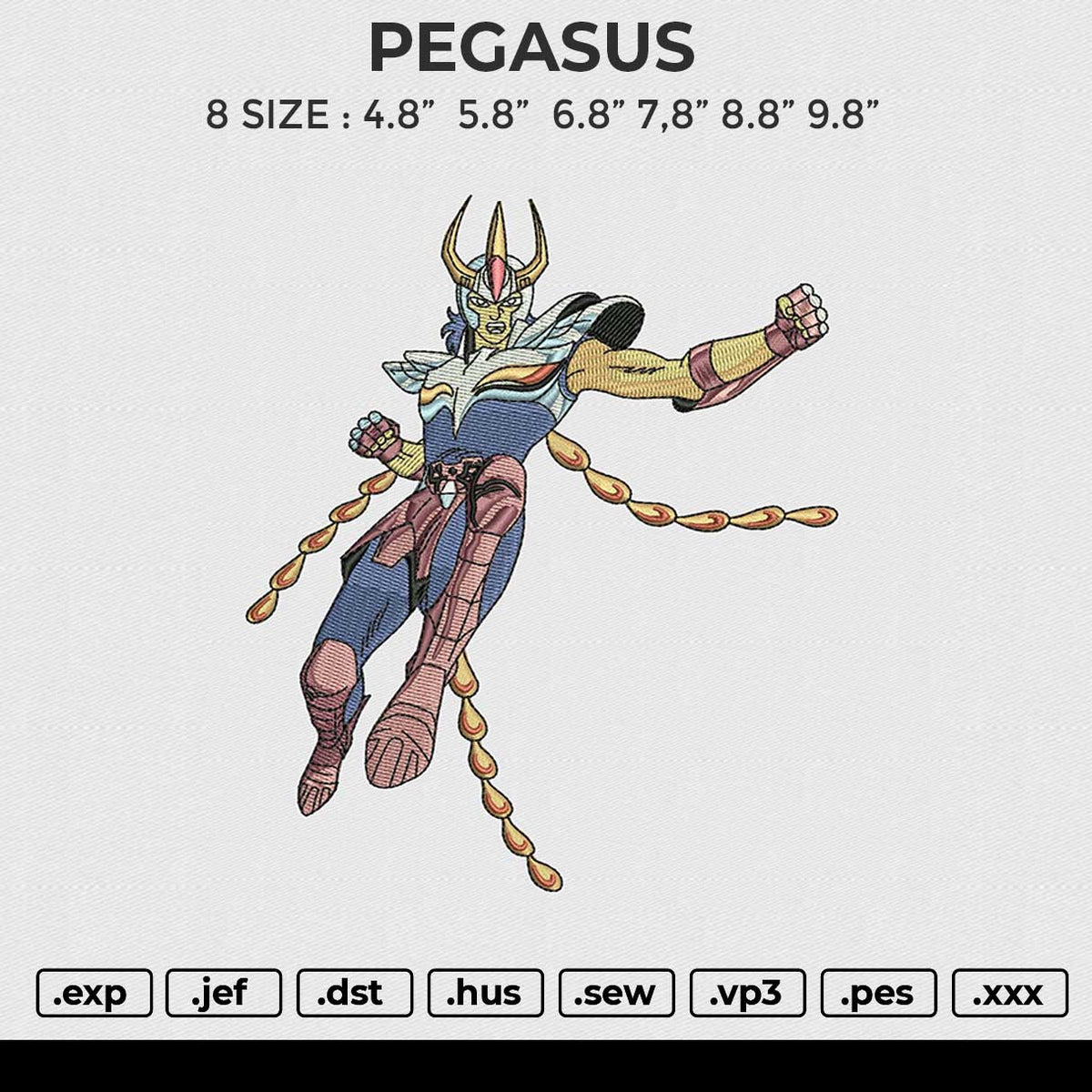 PEGASUS Embroidery File 6 size