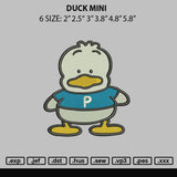 Duck Mini Embroidery File 6 sizes