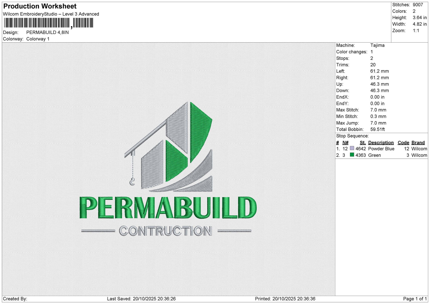 PERMABUILD Embroidery File 6 size