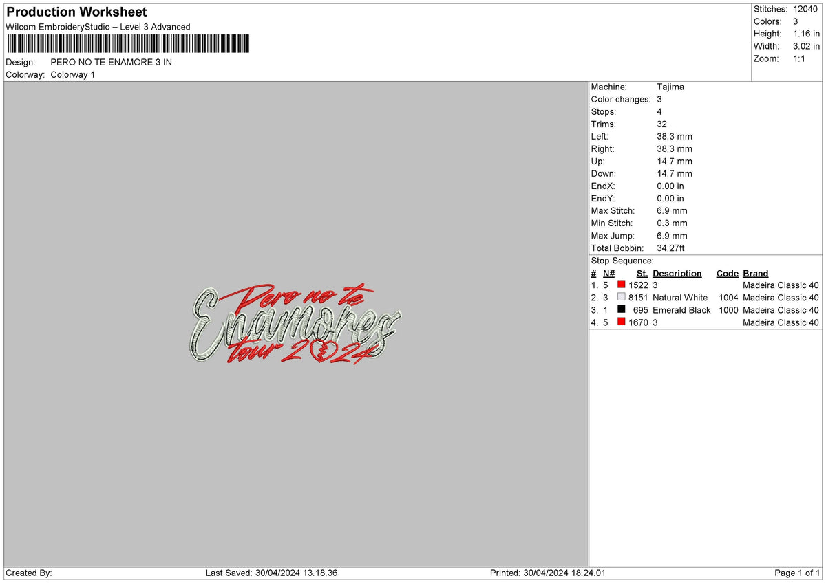 Enamoretext Embroidery File 6 sizes
