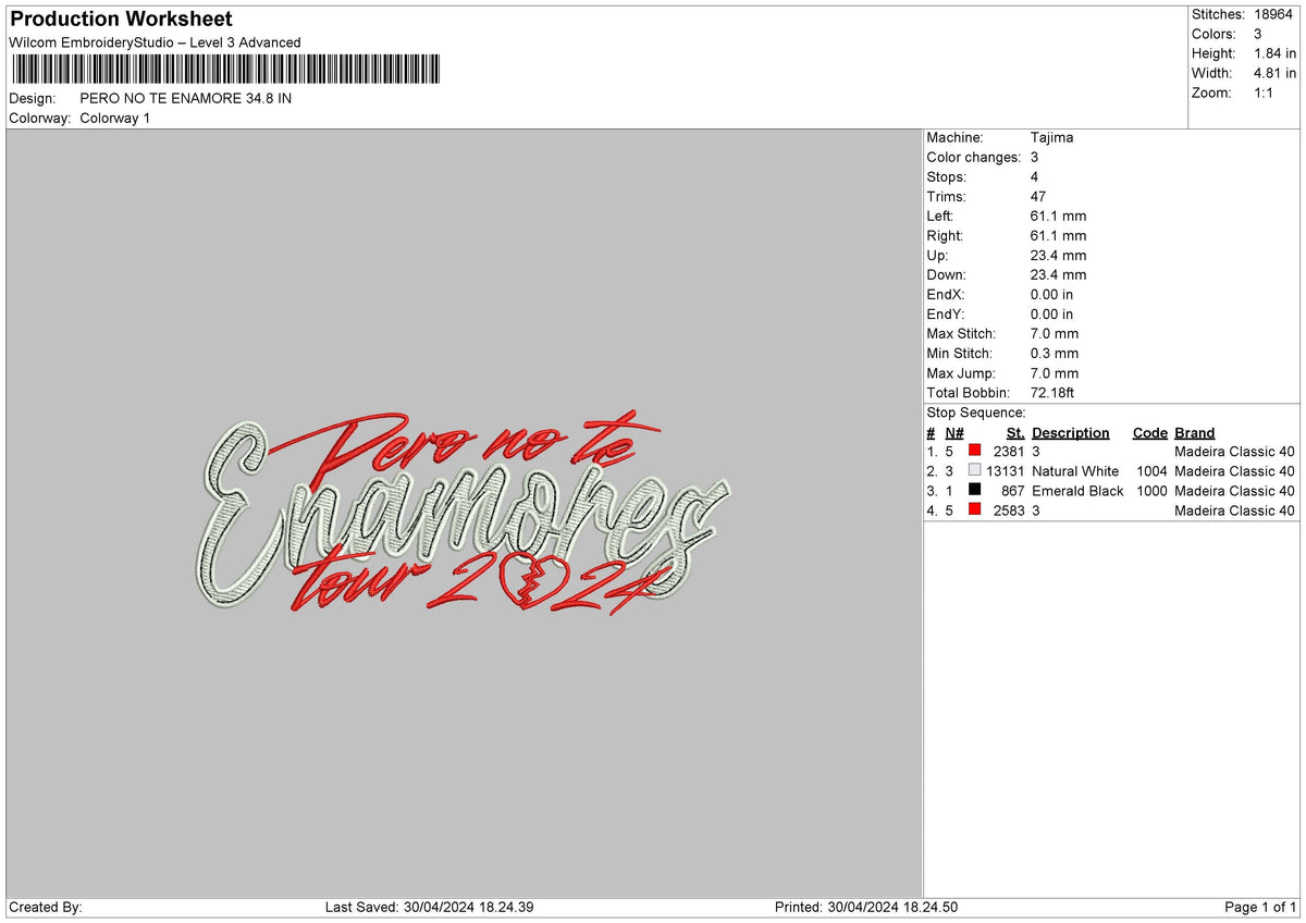 Enamoretext Embroidery File 6 sizes