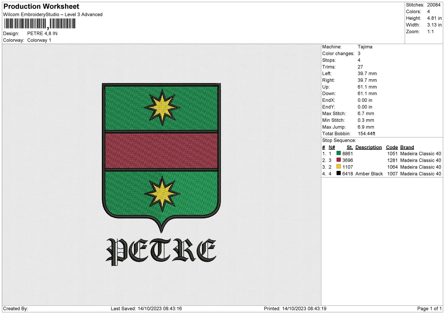 PETRE Embroidery File 6 size