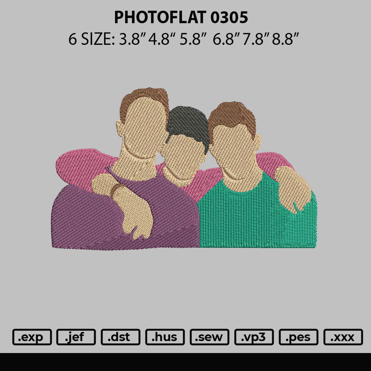 Photoflat 0305 Embroidery File 6 sizes