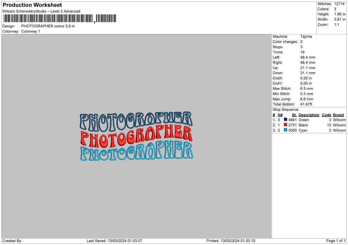 Phototext01 Embroidery File 6 sizes