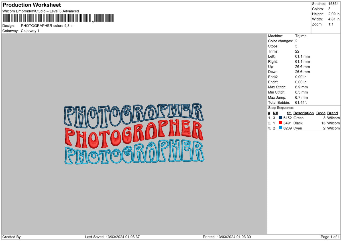 Phototext01 Embroidery File 6 sizes