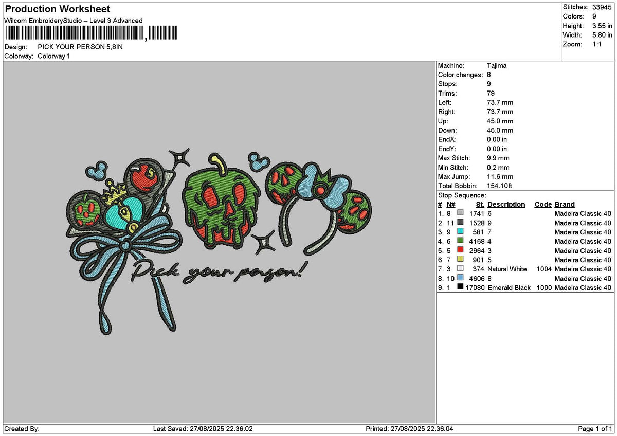 Apple Melt Embroidery File 6 sizes