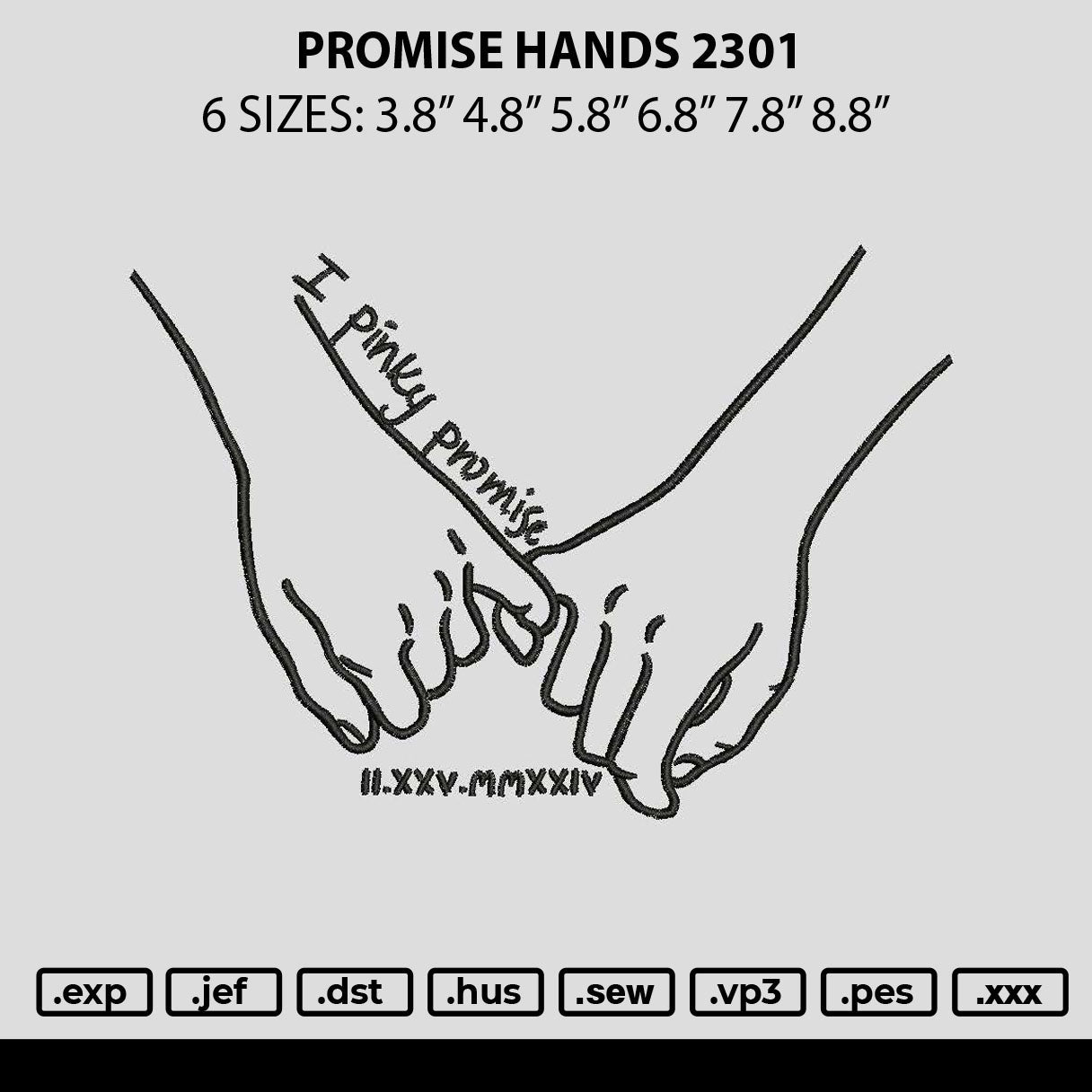 Promise Hands 2302 Embroidery File 6 sizes