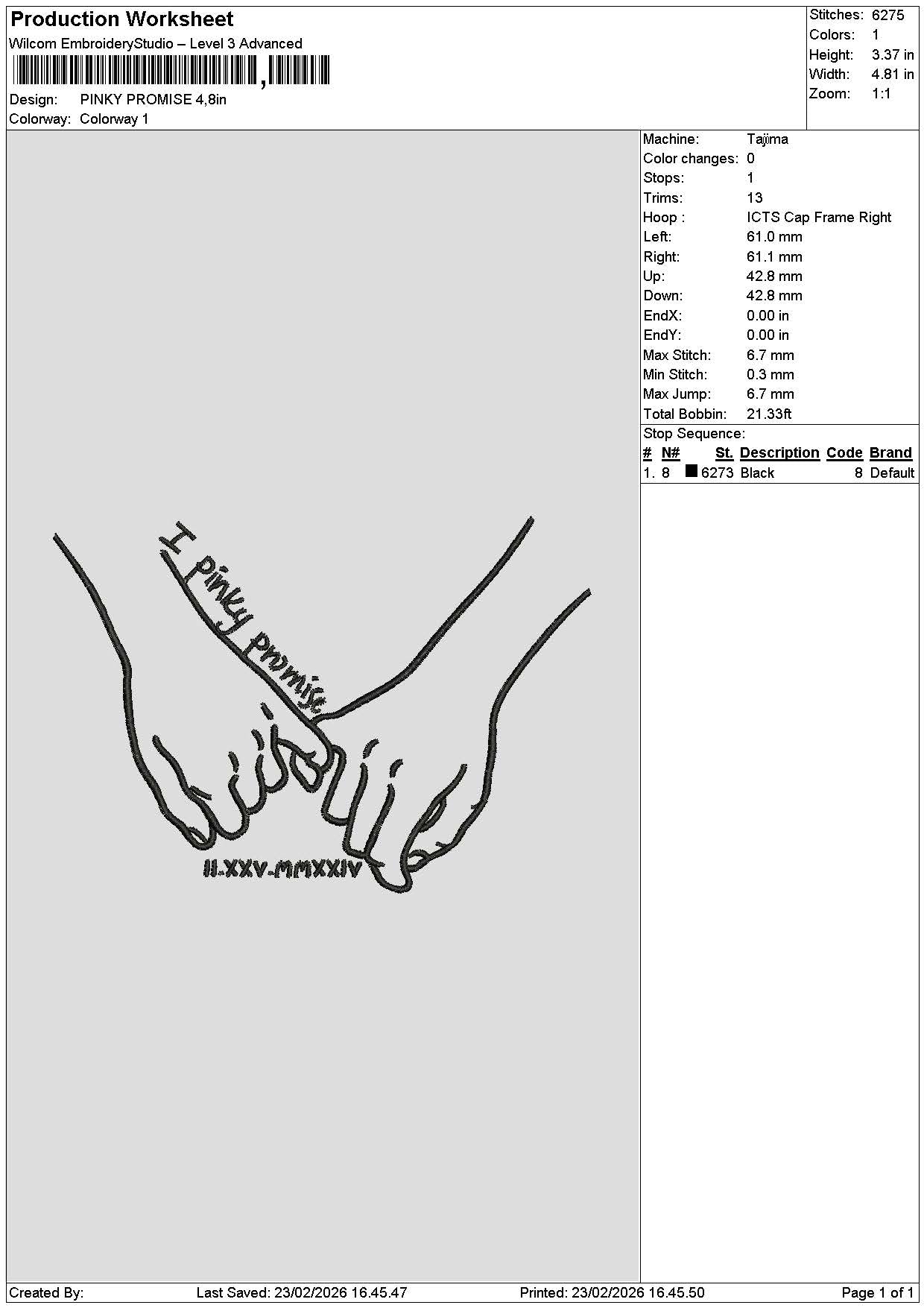 Promise Hands 2302 Embroidery File 6 sizes