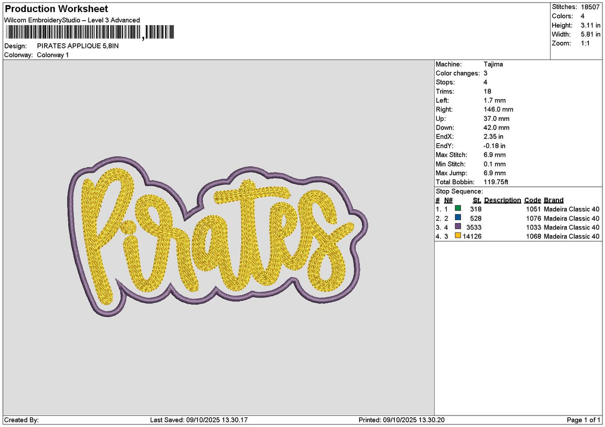 Piratestext App Embroidery File 6 sizes