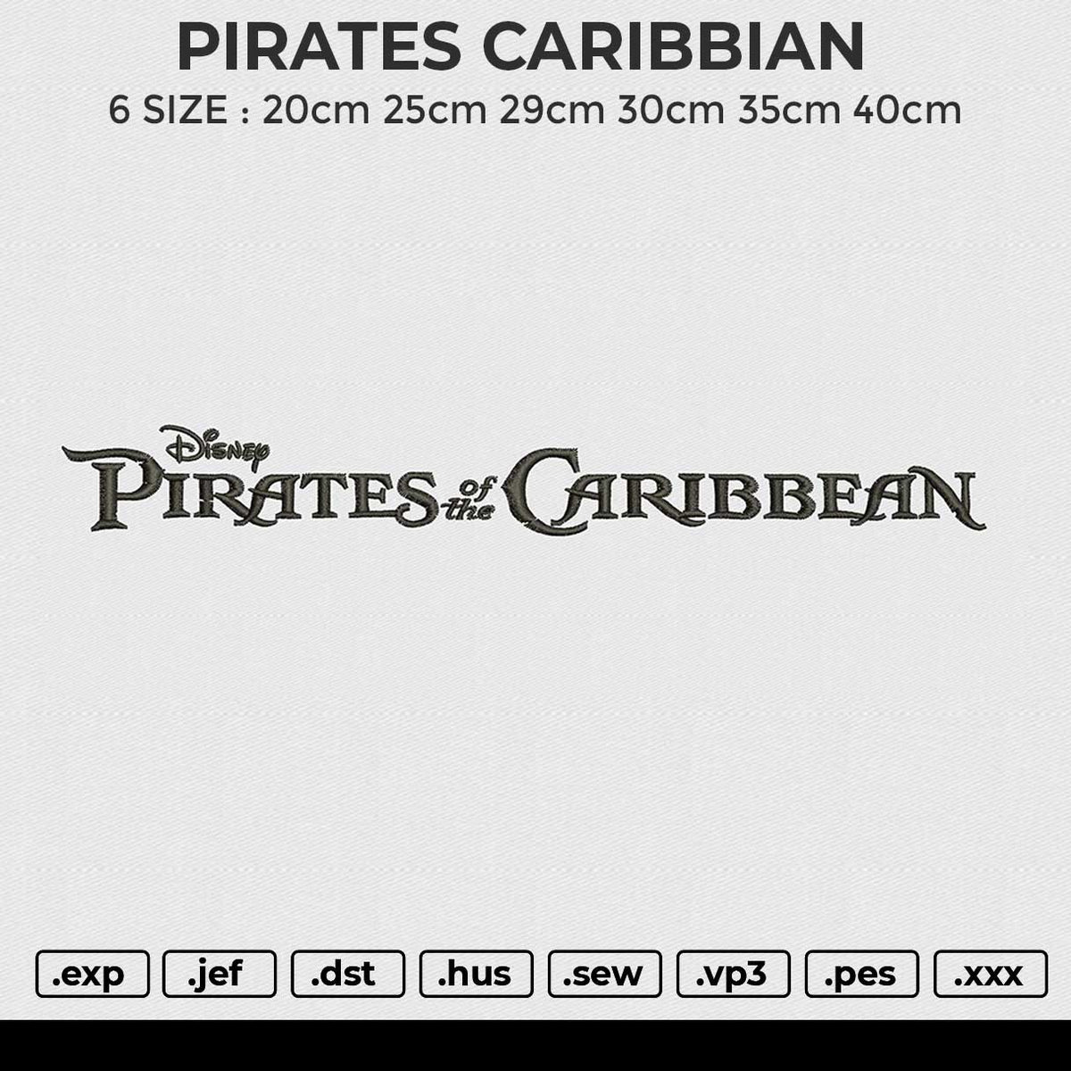 PIRATES CARIBBIAN Embroidery File 6 size