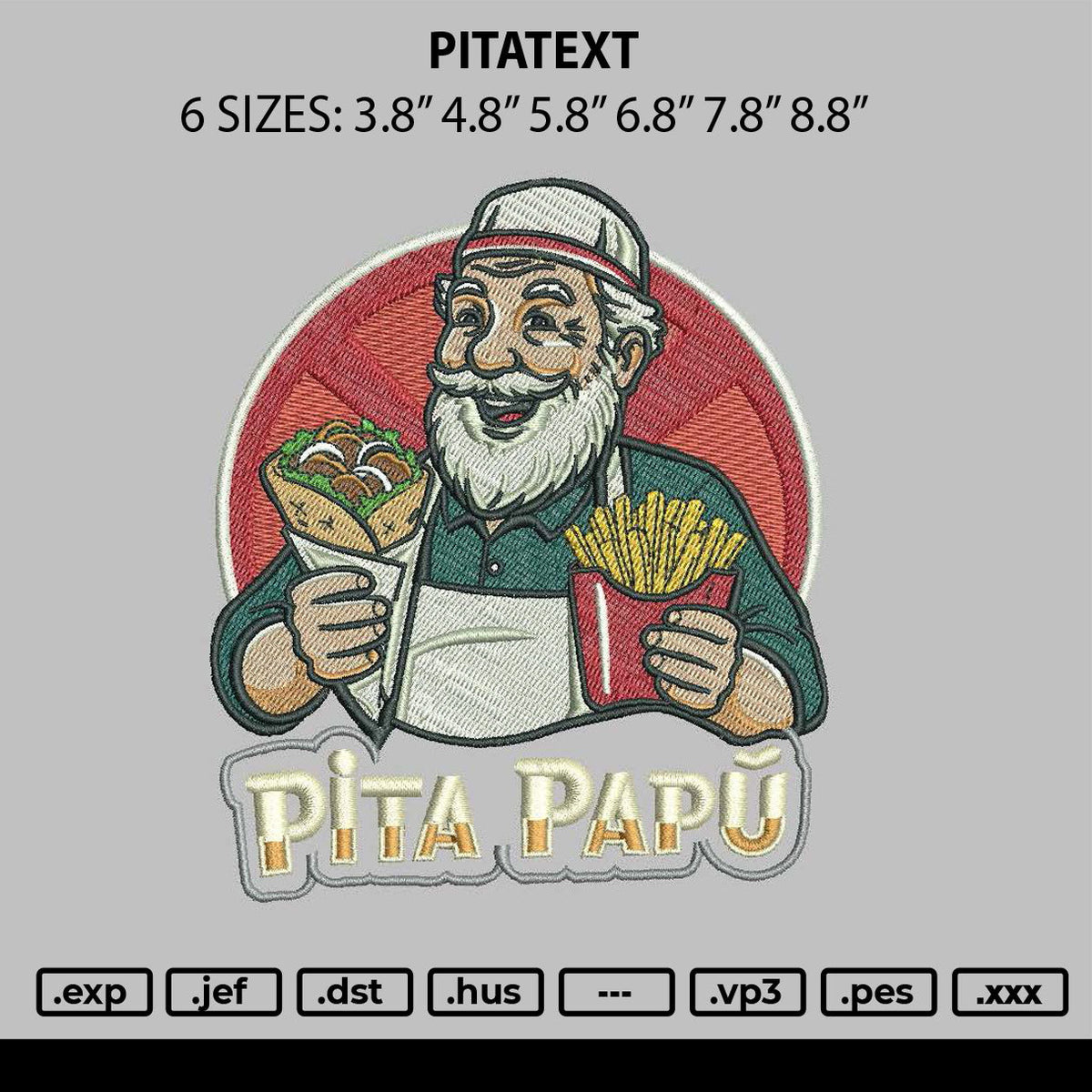 Pitatext Embroidery File 6 sizes