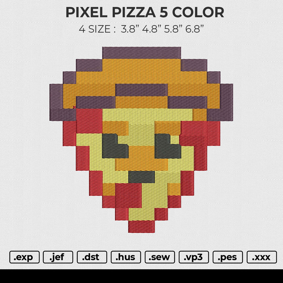 PIXEL PIZZA 5 COLOR  Embroidery