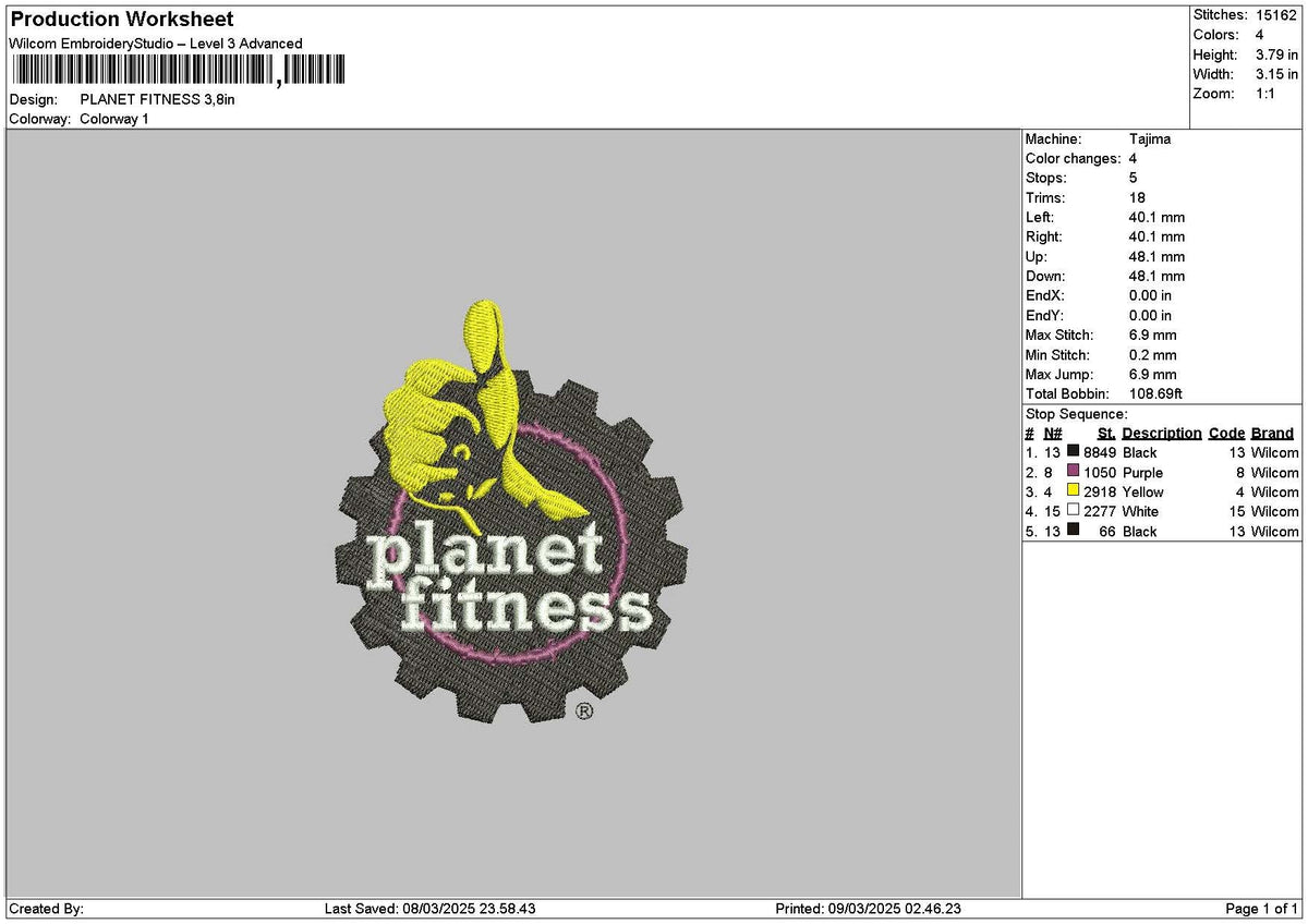 Fitnesstext Embroidery File 6 sizes