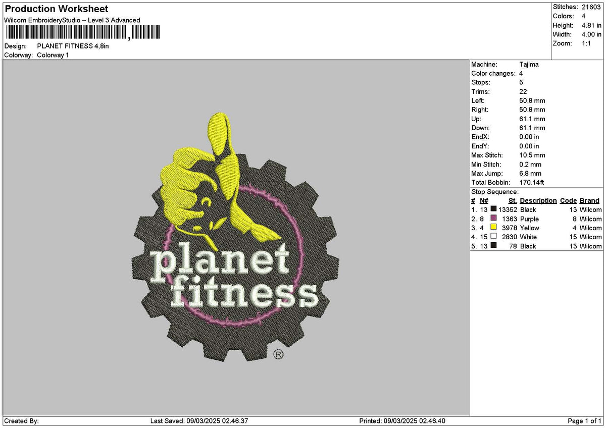 Fitnesstext Embroidery File 6 sizes