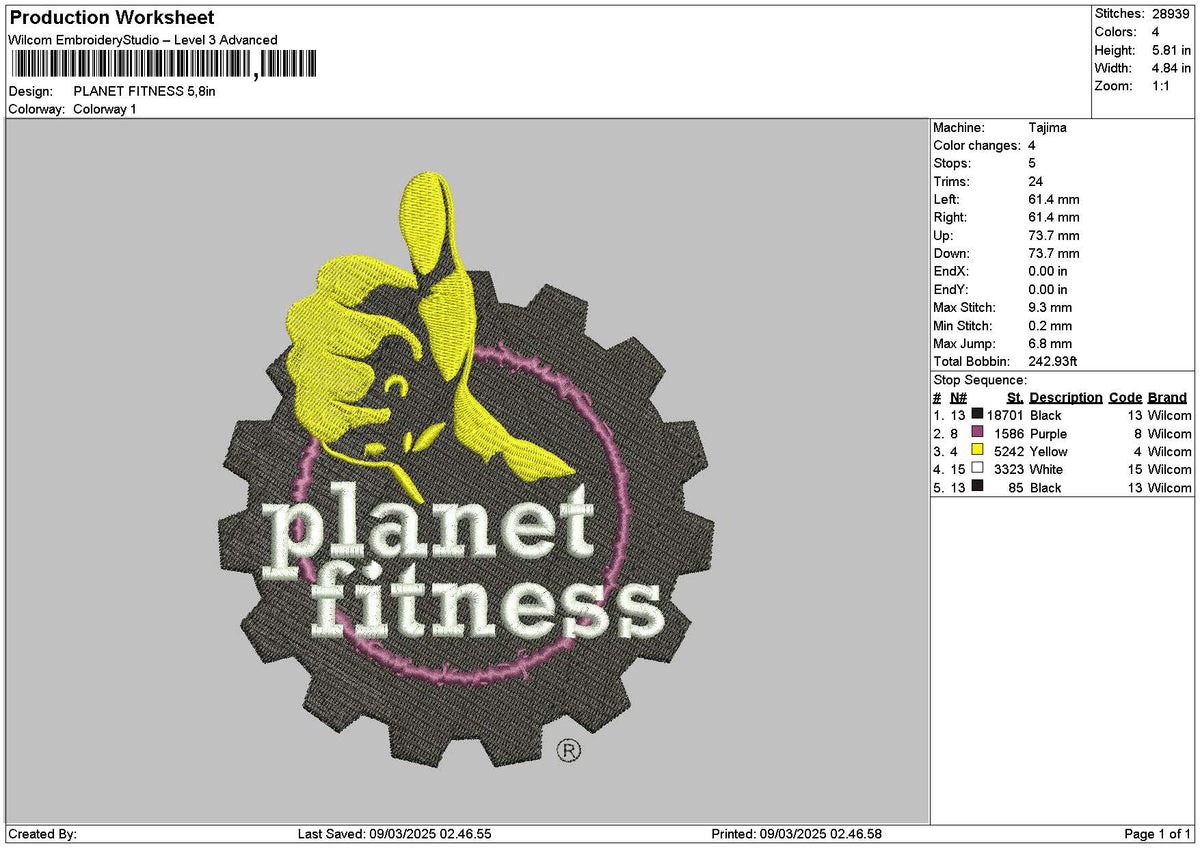 Fitnesstext Embroidery File 6 sizes