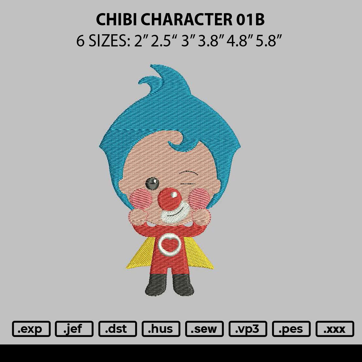 Chibi Character 01b Embroidery File 6 sizes