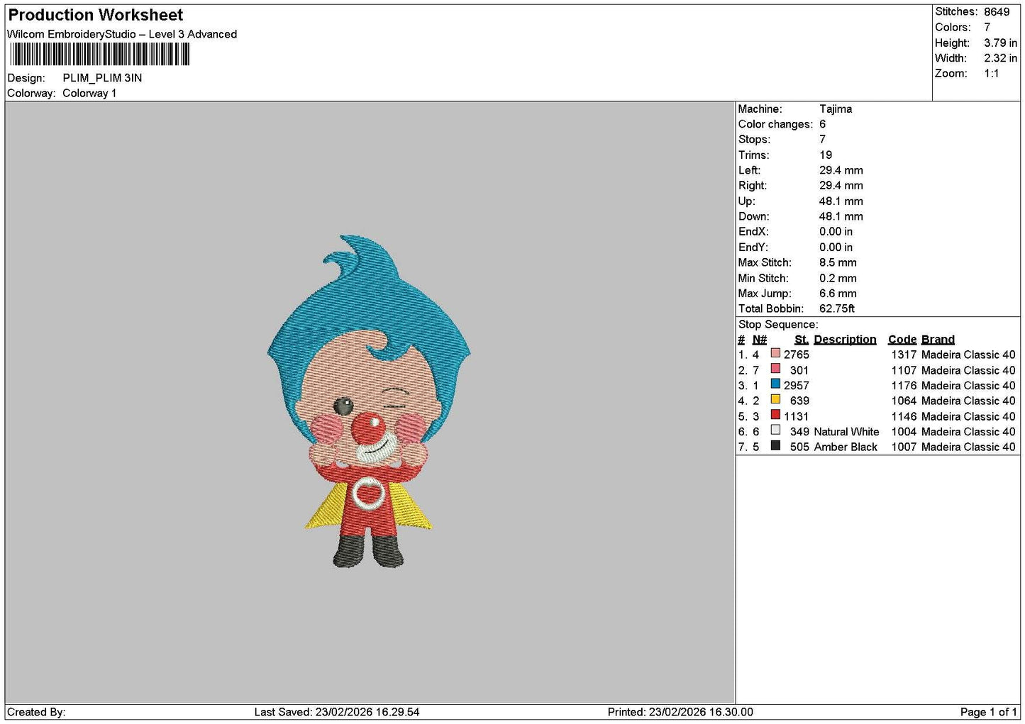 Chibi Character 01b Embroidery File 6 sizes
