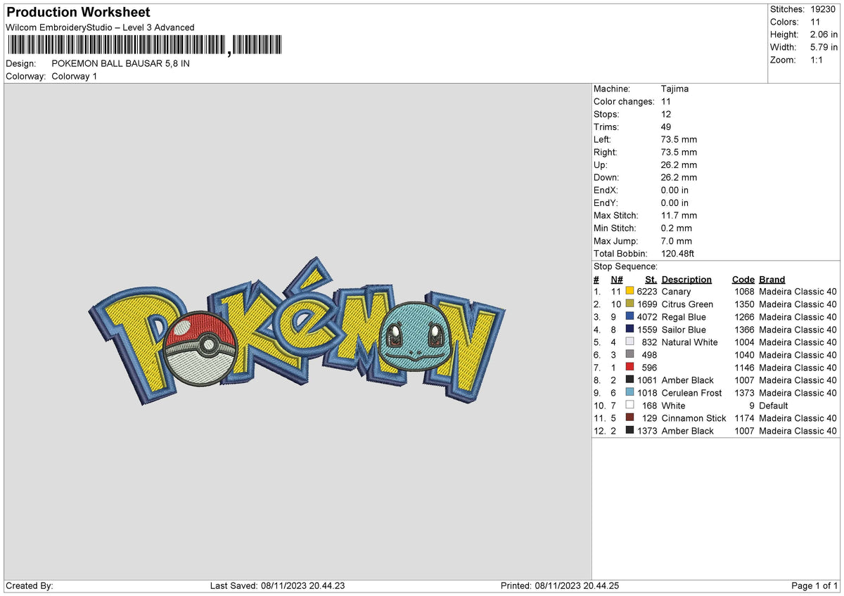 Pokeball Bausar Embroidery File 6 sizes