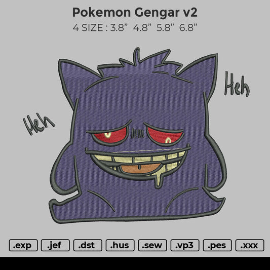 Pokemon Gengar v2 Embroidery