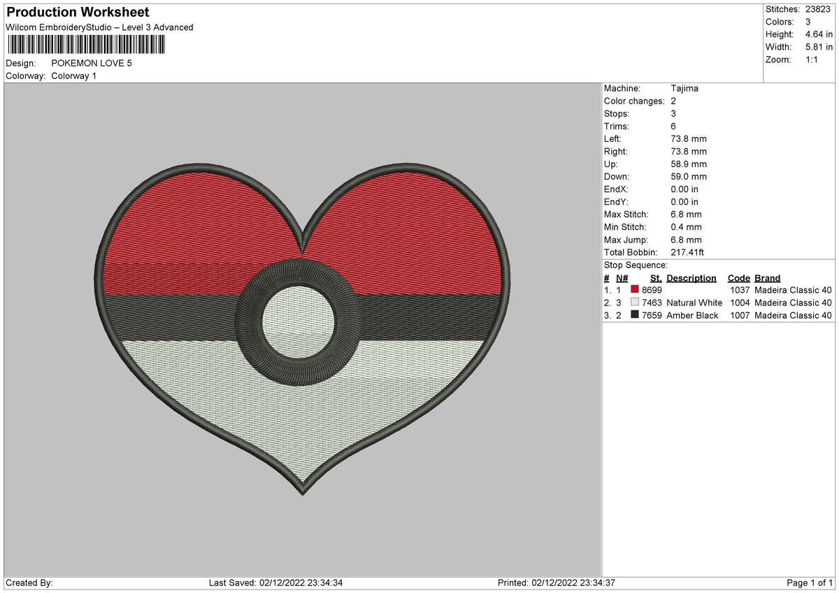 Pokemon Love Embroidery File 6 sizes