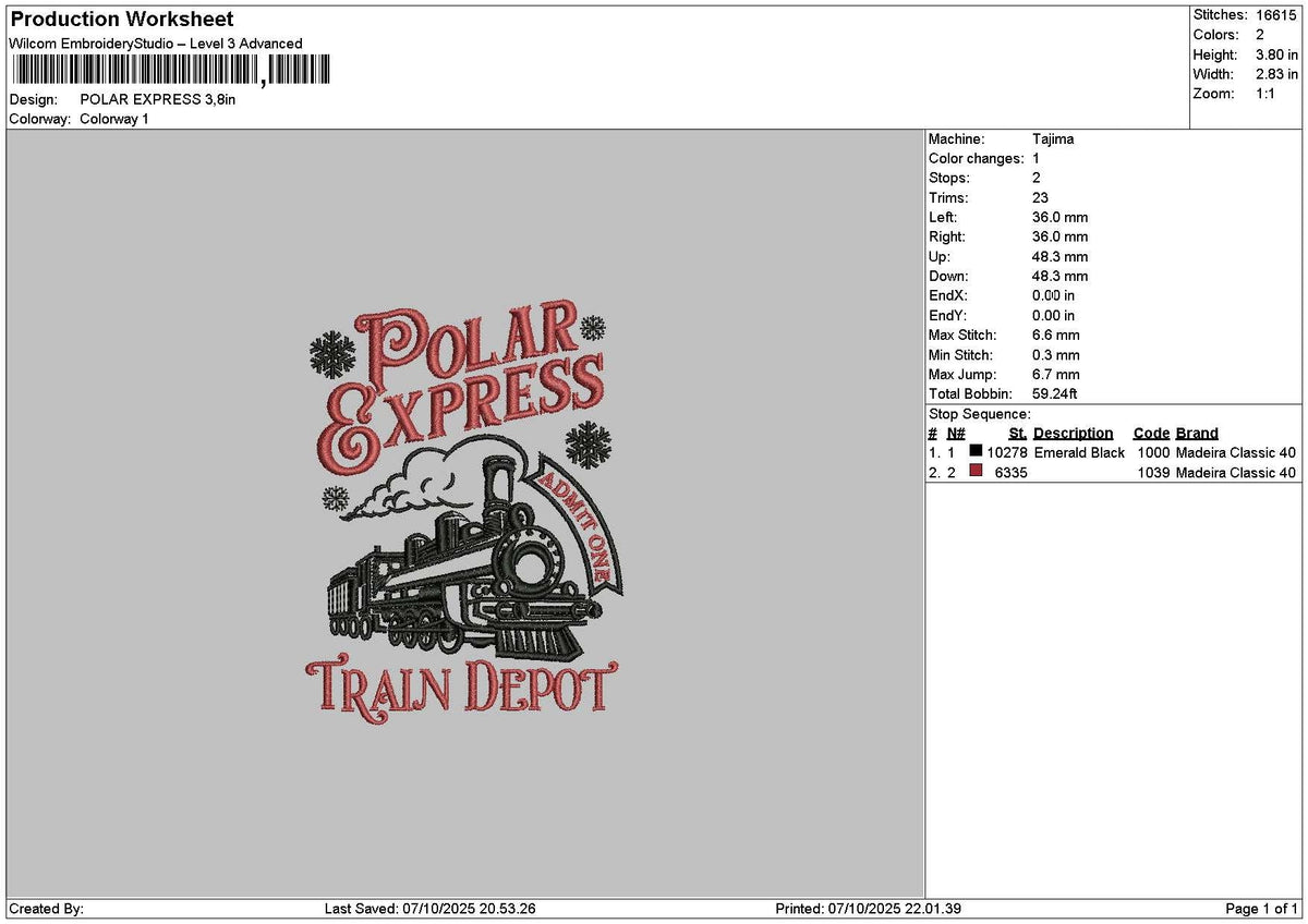 Polartext 0710 Embroidery File 6 sizes