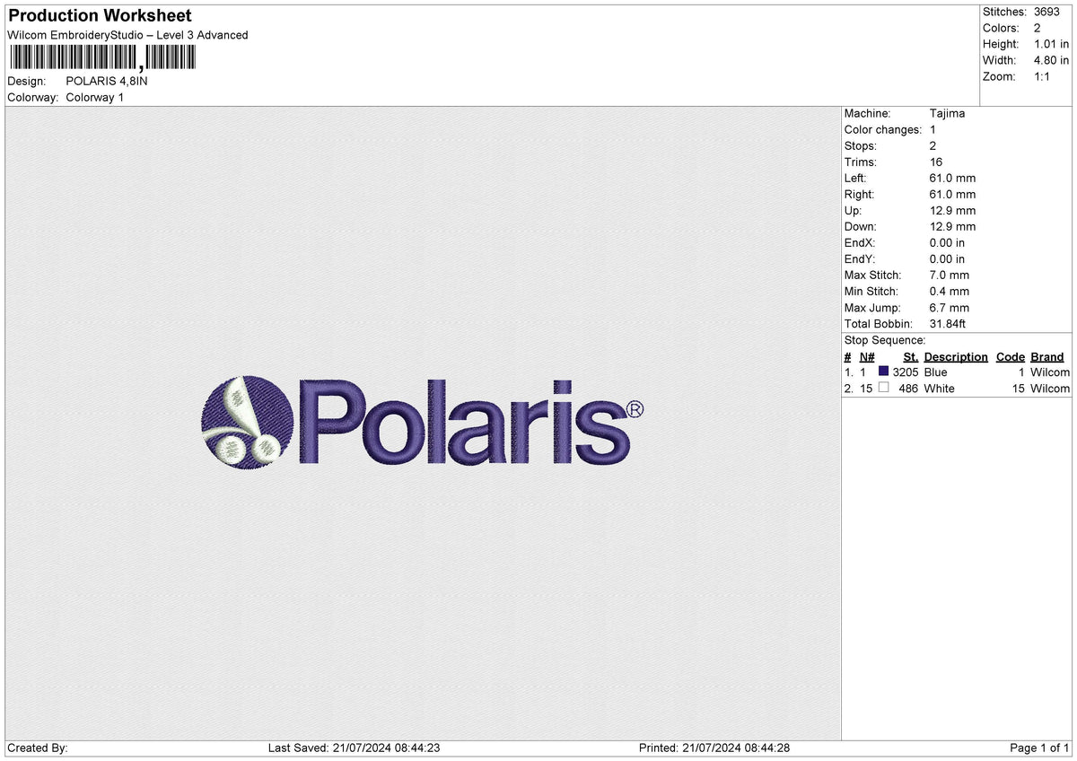 POLARIS Embroidery File 6 size