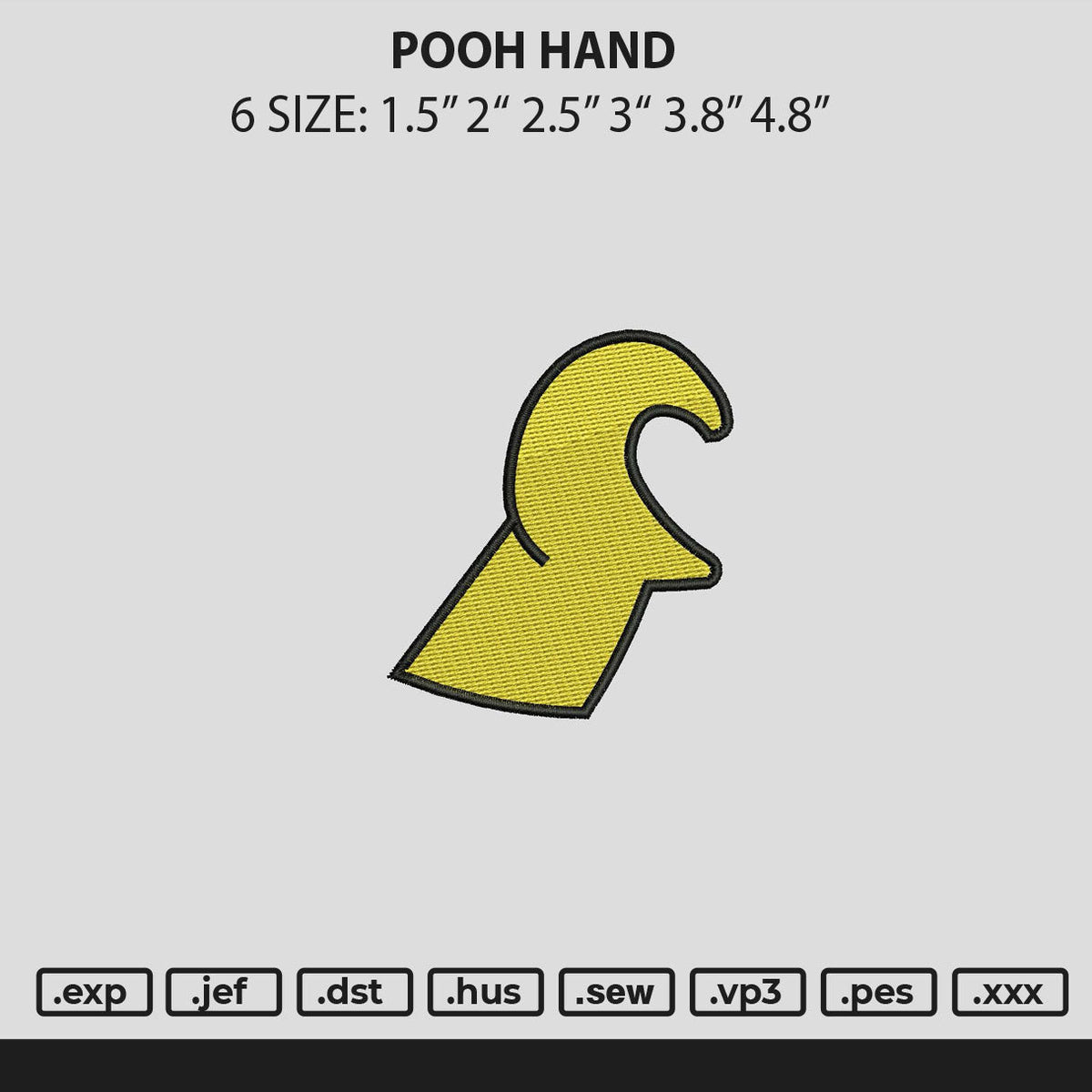 Pooh Hand Embroidery File 6 sizes