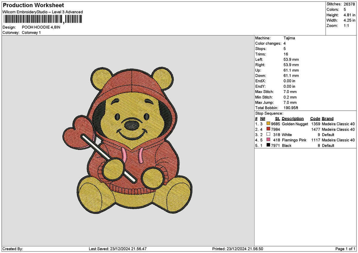 Pooh2312 Embroidery File 6 sizes